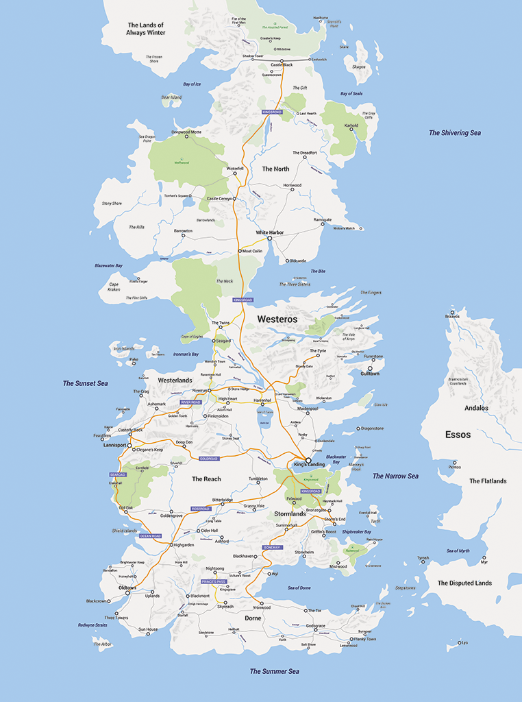 Travel Map of Westeros